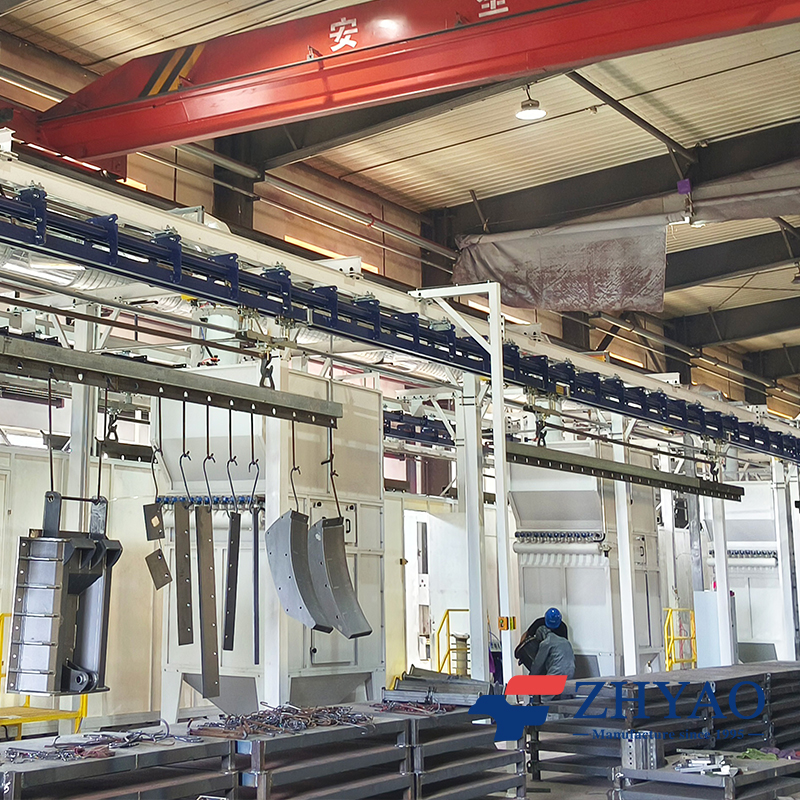 Manual powder spraying line